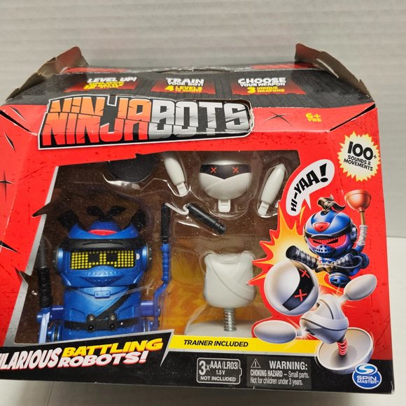 New NinjaBots Hilarious Battling Robots Blue Cobra & Trainer Head & Arms Explode - Picture 7 of 16